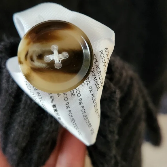 Anthropologie Maeve Cable Knit Fuzzy Shrunken Cardigan Sweater Gray Medium - Picture 6 of 6